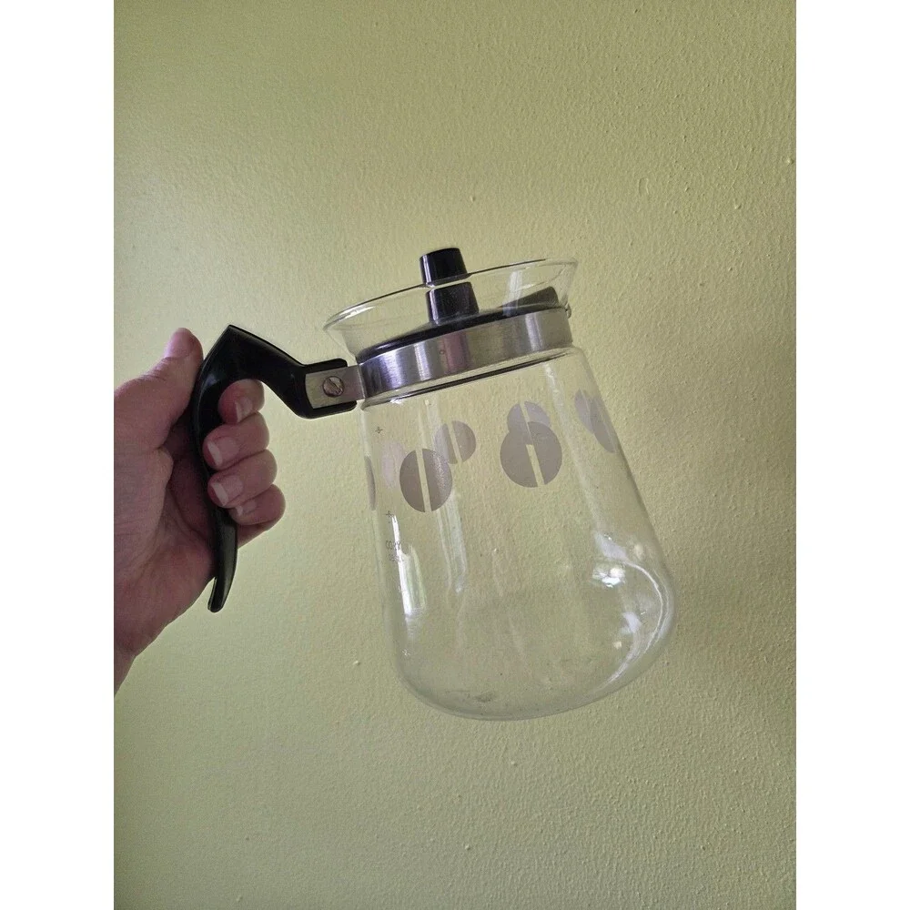50s Cory Glass Coffee Pot – Gray Dot Atomic Carafe